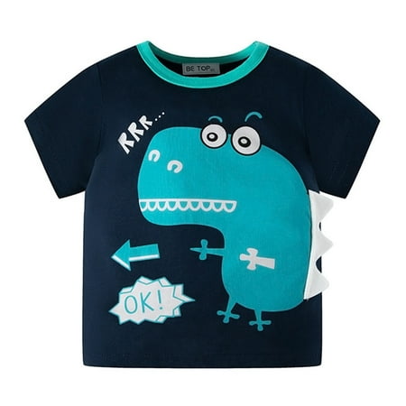 

LBECLEY Tops Men Toddler Kids Baby Boys Girls Summer Cartoon Short Sleeve Crewneck T Shirts Tops Tee Clothes for Children Outfits Cotton Tee Kids Dark Blue 100