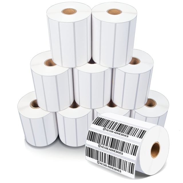 Etiquetas térmicas directas Aegis Adhesives 4x1 para códigos de barras, 10 rollos