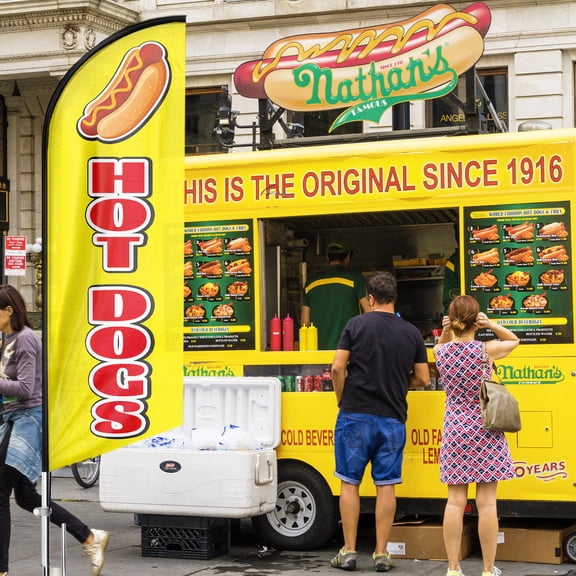 Hot Dogs Swooper Flag, 8FT Hot Dogs Advertising Feather Flag, Hot Dogs Banner ,Signs for Businesses and Storefronts(Flag Only)