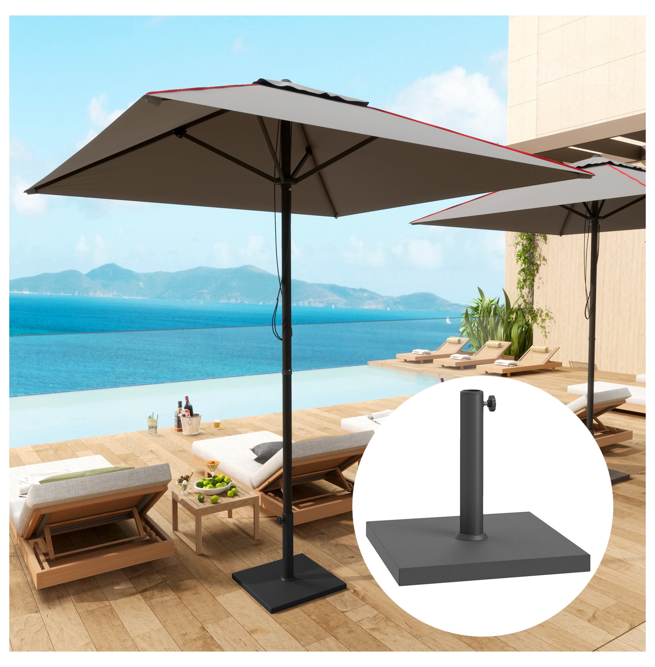 Patio Umbrella Base, 40 lbs Concrete Heavy Duty Umbrella Base, Outdoor Umbrella Stand Patio Umbrella Holder for 1.5"/1.9" Umbrella Poles for Outdoor, Lawn, Poolside, Black