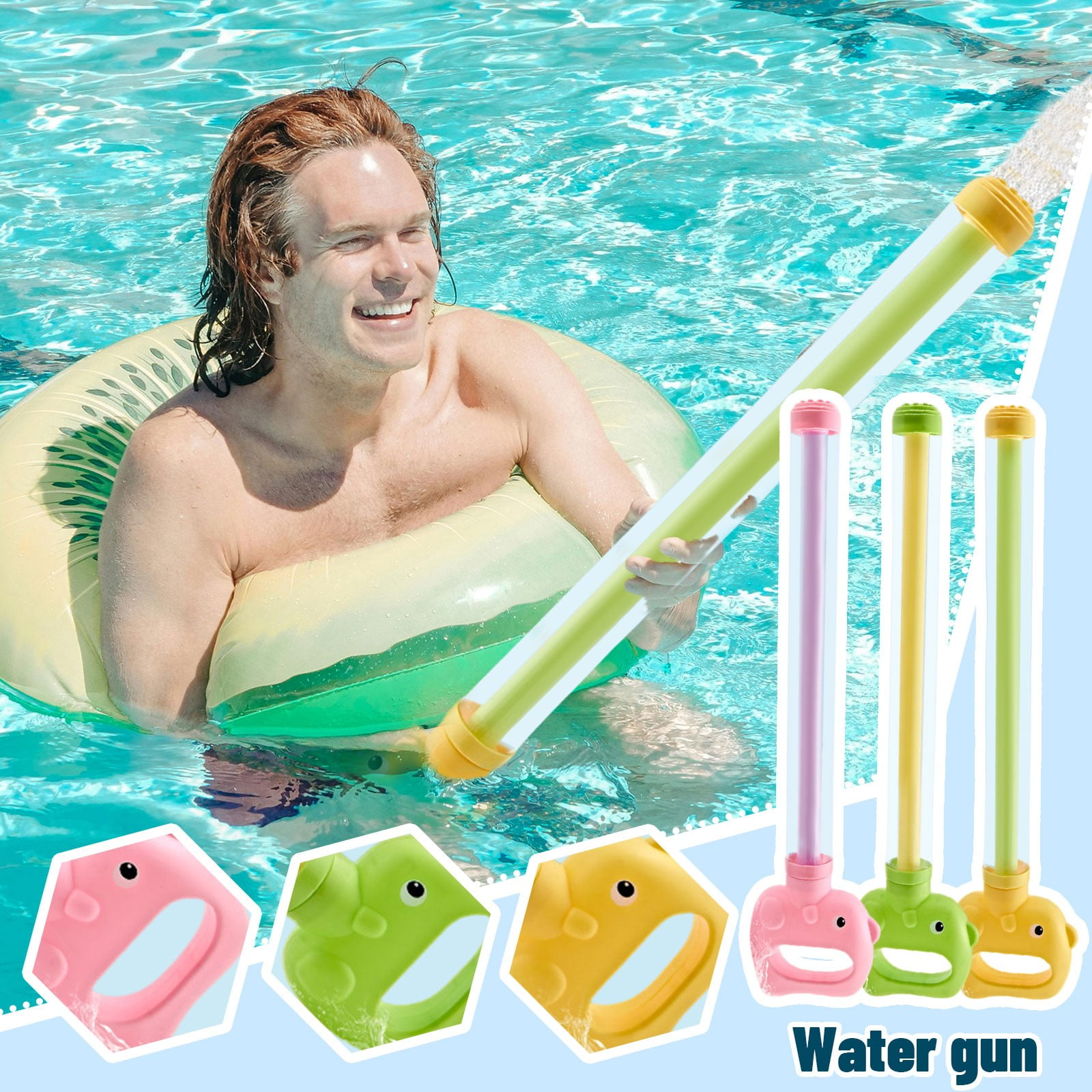 Pull-Back Water Gun 24.41 in, Plastic Manual Pump Water Gun, Outdoor Summer Fun, Pool Party, Backyard Play Beach Essentials (Green)