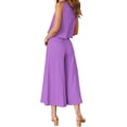 thumbnail image 3 of Roylamp Women's Summer 2 Piece Outfits Round Neck Crop Basic Top Cropped Wide Leg Pants Set Jumpsuits High quality, 3 of 5