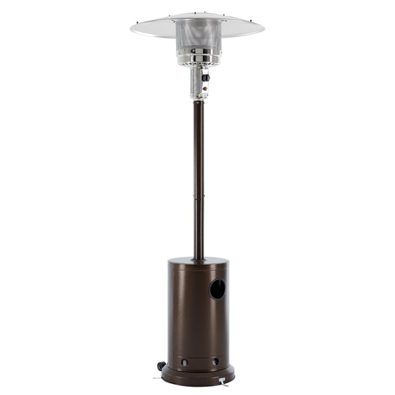 CONCETTA 48000 BTU Propane Patio Heater with Double-Layer Heating Mesh & Rolling Wheels, Stable Outdoor Heater, for Backyard, Deck, Garden & Patio,Brown,
