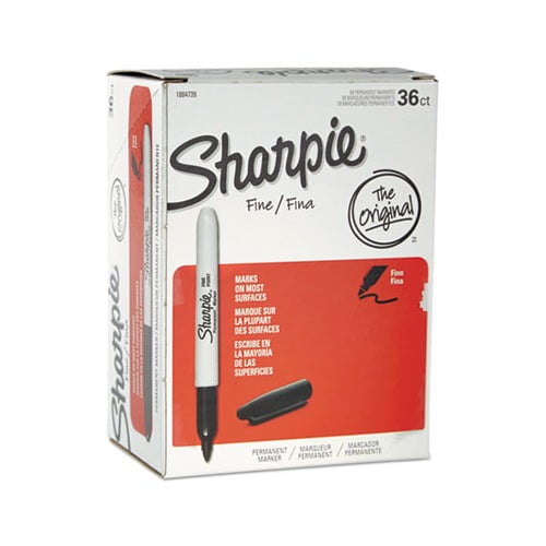 Fine Tip Permanent Marker Black, 36/Pack