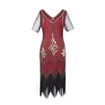 thumbnail image 2 of Njagoc3 Womens Sleeveless Fringe Trim Flapper Dress, 1920s Style Party Gown, Roaring Twenties & Costume Wear, 2 of 6
