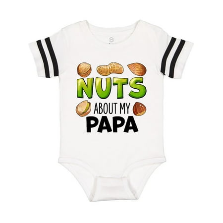 

Inktastic Nuts About My Papa Peanut Almond Pistachio Gift Baby Boy or Baby Girl Bodysuit