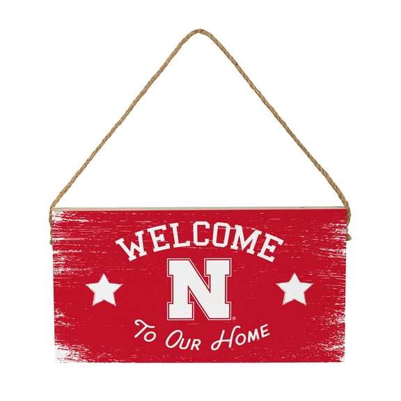 Nebraska Huskers 6" x 11" Welcome Home Wood Wall Sign with Rope Hanger