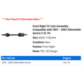 thumbnail image 2 of Front Right CV Axle Assembly - Compatible with 2001 - 2002 Oldsmobile Aurora 3.5L V6, 2 of 2