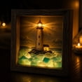thumbnail image 6 of Coastal Lighthouse Sea Glass Shadow Box Night Light,Beach Sea Decor Ambient Lamp,Handmade Seascape Art Frame Decorative Warm Glow Bedroom Living Room Shelf Entryway Gift, 6 of 6