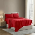 thumbnail image 3 of Nestl Twin Sheet Sets, 1800 Series Deep Pocket 3 Piece, Soft Microfiber Kids Bedding Set, CHERRY RED sheets, 3 of 10