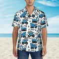 thumbnail image 4 of Fotbe Blue Excavator Hawaiian Shirt for Men Unisex Summer Beach Casual Short Sleeve Cotton Linen Button Down Shirts-Large, 4 of 9