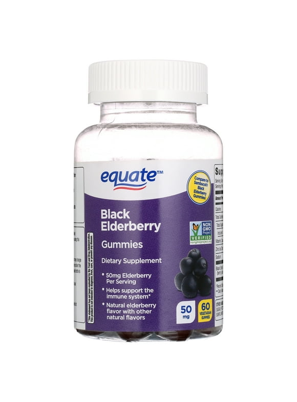 Equate Non GMO Vegetarian Gummies, Black Elderberry, 50 mg, 60 Count
