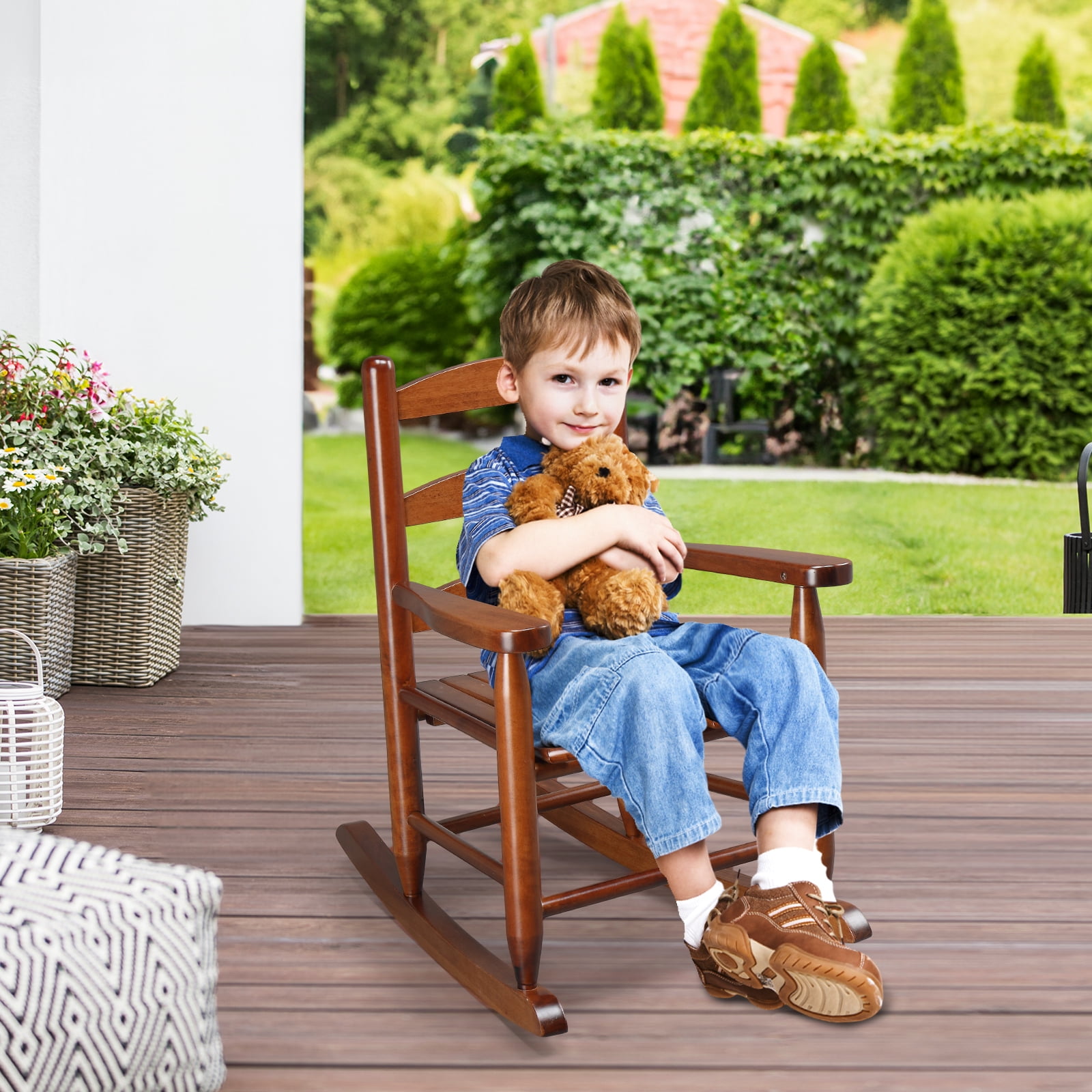 Zimtown Child's Wood Rocking Chair,Solid Wood Rocker with High