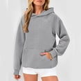 thumbnail image 4 of Women's Long Sleeve Hoodie Pullover with Pocket Oversized Streetwear Casual Cotton Sweatshirt for Fall and Winter, 4 of 8