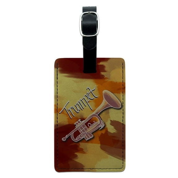 Graphics and More Trumpet - Musical Instrument Music Brass Rectangle Leather Luggage ID Tag