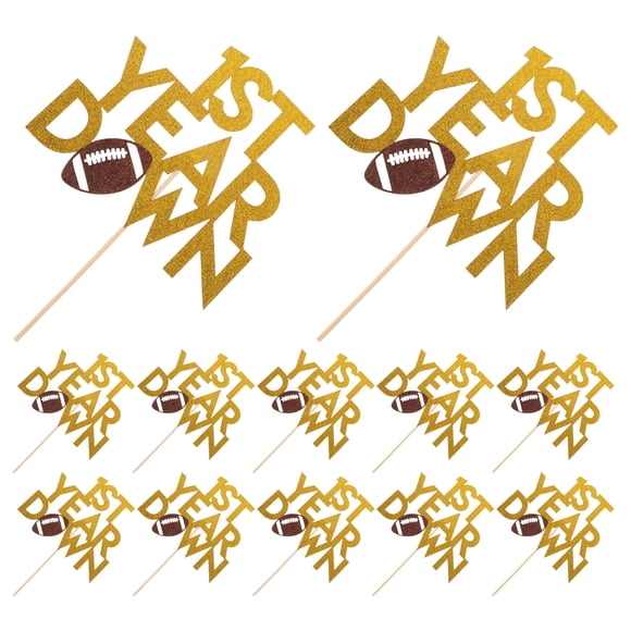 ELAYARD 20Pcs Football Cupcake Toppers Rugby Themed Cake Decorations for Sports Birthday Party Supplies