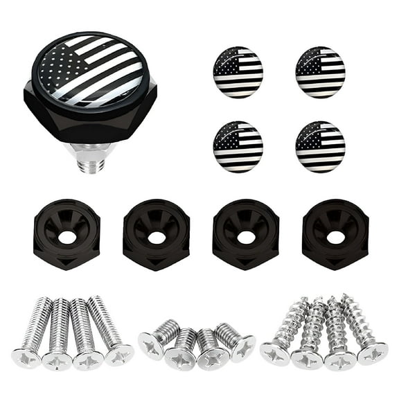 ACDANC 4 Sets American Flag Car License Plate Bolts Screws Car Styling Accessory