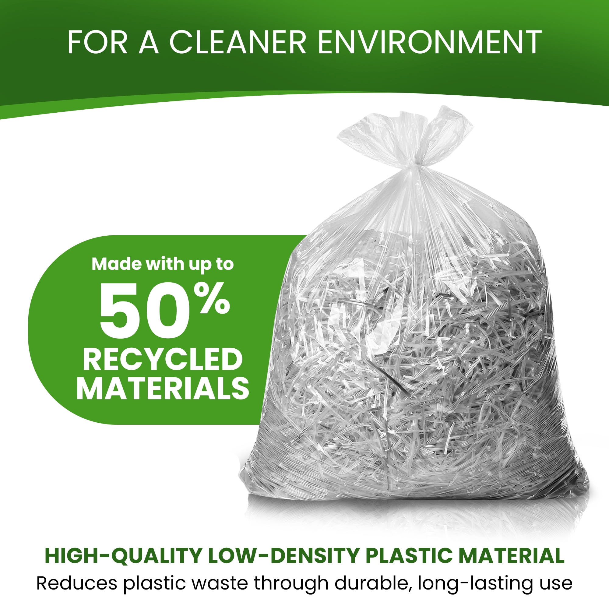 Best Option 40-45 Gallon Clear Trash Bags, 50 Count Box, (40x46-inch) Commercial Heavy-Duty Garbage and Recycling Can Liners