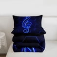thumbnail image 4 of Blue Black Bedding Twin Musical Treble Clef Comforter Set, Glowing Honeycomb Bedding Comforter Sets Music Theme Duvet Insert, Classic Jazz Music Down Comforter Luxury Musician Popstar Room Decor, 4 of 7