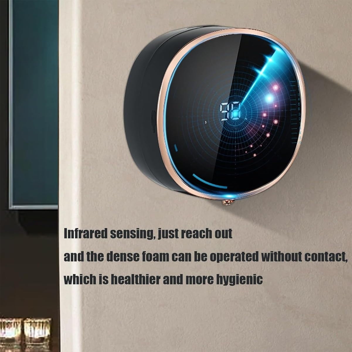 Soap Dispenser, Wall-Mounted Rechargeable Smart Sensor Soap Dispenser, Temperature Display Liquid Dispensers, Automatic Foam Hand Sanitizer Machine, Hand-Free, Touchless
