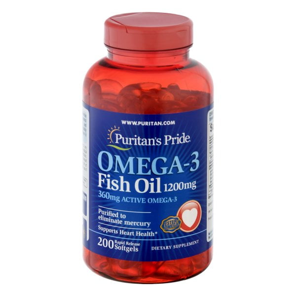 Puritan's Pride Omega3 Fish Oil Softgels, 1200 mg, 200 Count Walmart