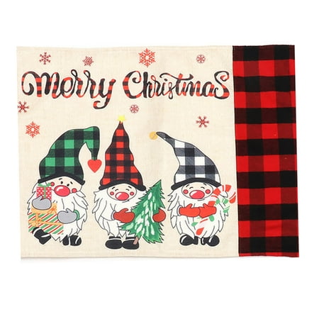 

Christmas Faceless Gnome Table Mat Cloth Rectangular Cloth Insulation Placemat for Christmas Themed Party Supplies A