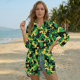 thumbnail image 3 of Xixirimido Black Yellow Camo Green Print Women's Button Down Beach Cover Up Dress Long Sleeve Swimwear Cover Up Casual Loose Shirt Dress for Summer, Size XL, 3 of 7