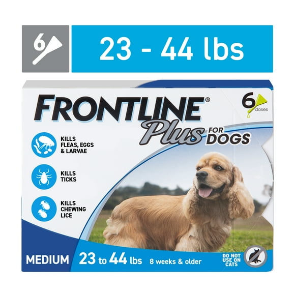 FRONTLINE Plus for Dogs Flea & Tick Medium Breed Dog Spot Treatment, 23 - 44 lbs, 6 Count