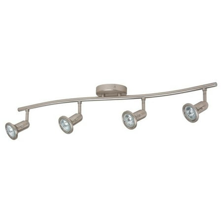Design House 827691 Wave 4-Light Indoor Ceiling Rail Track Light with Clear Glass for Kitchen Dining and Living Room Bar Area Island Hallway (bulbs included), Satin (Best Track Lighting For Living Room)