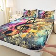 thumbnail image 3 of Homewish Cartoon Watercolor Graffiti Queen Sheet Sets, Musical Note Music Flat Sheet, Teens Kids Boys Girls Queen Fitted Sheet, Microfiber Bedroom Decor, 4-Piece, 3 of 7