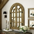 thumbnail image 4 of FRMALL Arched Mirror Window Mirrors for Wall Decor 20"x30" Wood Frame, Brown, 4 of 11