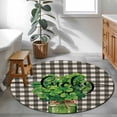 thumbnail image 3 of Round Rugs 4Ft, St. Patrick's Day Round Area Rug Washable Indoor Throw Carpet, Green Lucky S Black Plaid Rustic Soft Non Slip Circle Rug for Kitchen Nursery Room Home Decor Aesthetic, 3 of 8