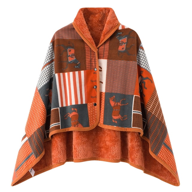Kcodviy Womens Large Front Poncho Scarf Buckle Metal Sweater Wrap Topper Knitted Womens Wraps and Shawls Elegant Shawls Cape for Scarf Buckle Fall Winter
