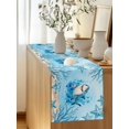 thumbnail image 5 of Summer Marine Life Table Runner, Cartoon Shark Watercolor Blue Starfish Corals Cotton Linen Kitchen Table Decoration Washable Dining Tabletop Runners for Home Party Decor 13x90 Inches, 5 of 9