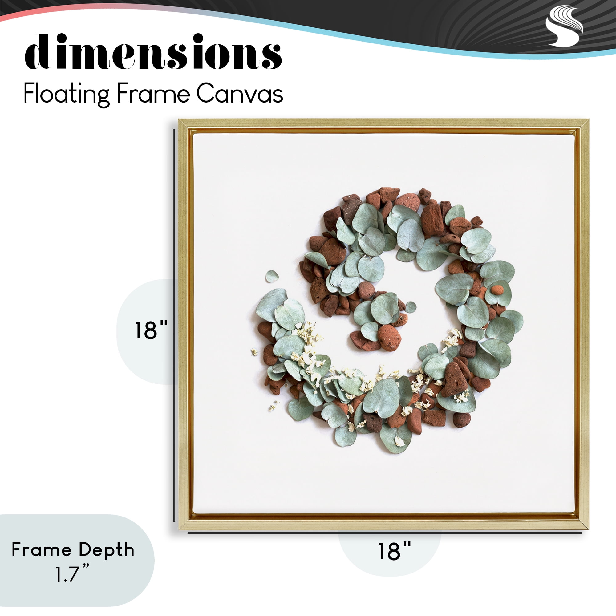 Stupell Industries Eucalyptus & Pebbles Spiral Gold Framed Floater Canvas Wall Art, design by Beth Adoette