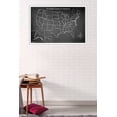 thumbnail image 2 of Chalk Map - USA Wall Poster, 22.375" x 34", Framed, 2 of 2