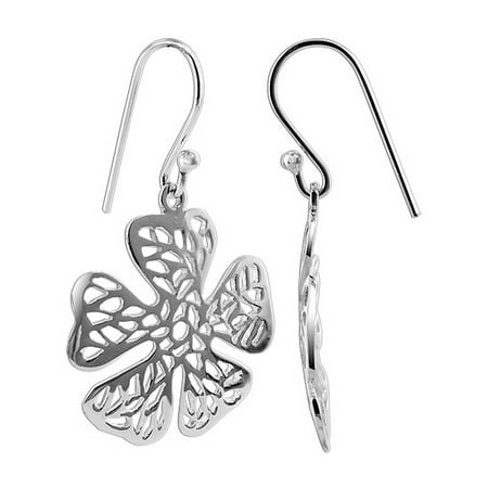 - Gem Avenue Flower 925 Sterling Silver French Ear wire Drop Earrings