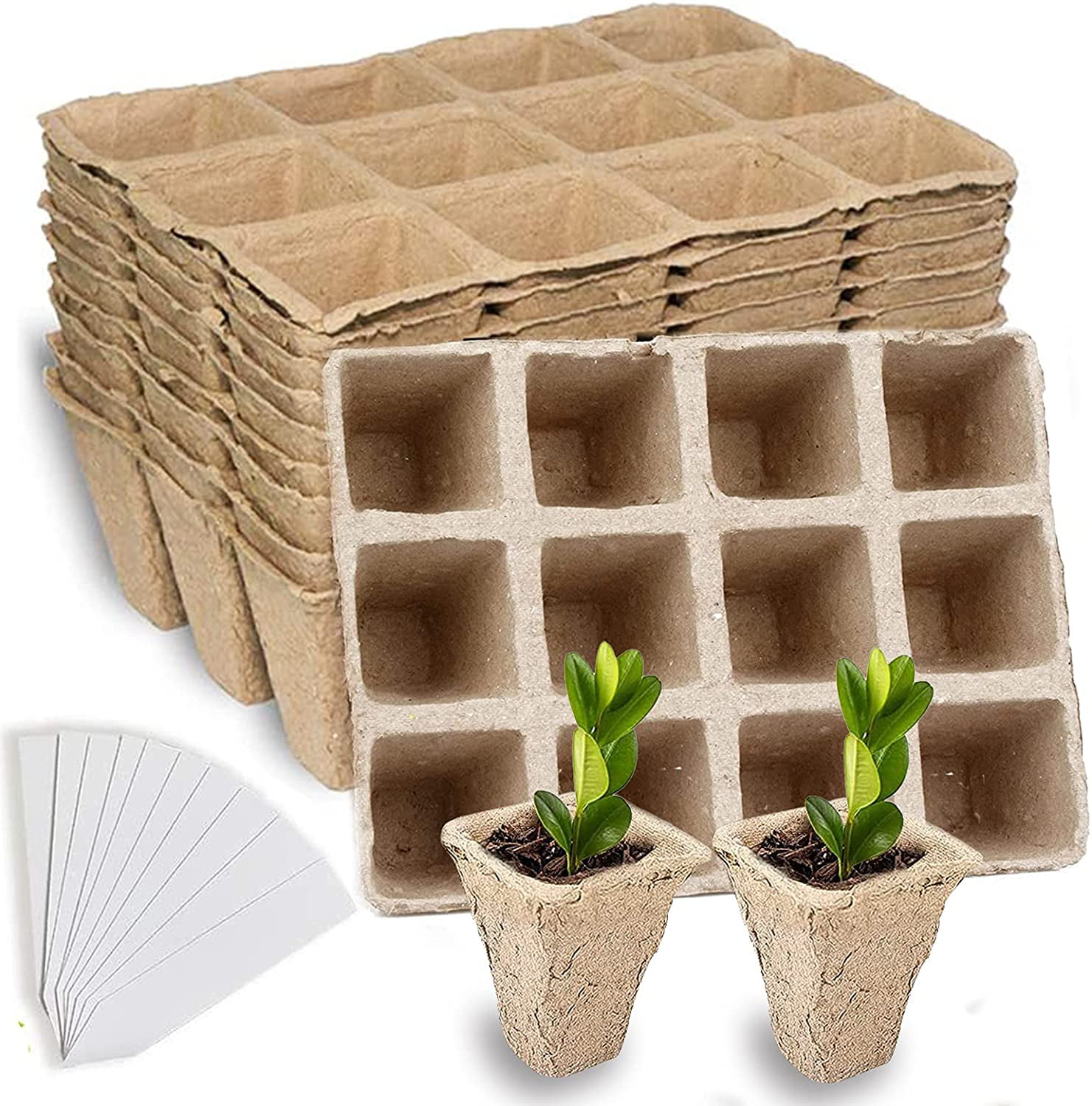 2 HYDROPONIC SEED TRAYS SEED STARTER TRAYS WITH MEDIUM 102 PLUGS EACH TRAY 