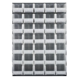 Quantum Storage QLP-4861-240-35CL Gray Louvered Panel with Plastic Bins - 48 x 61 in