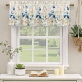thumbnail image 3 of 2 Panels Blue Flowers Rustic Valance for Windows, Spring Vintage Botanical Floral Beige Light Filtering Kitchen Curtains, Rod Pocket Window Treatment Curtain Valances for Living Room Bedroom, 42"x18", 3 of 9