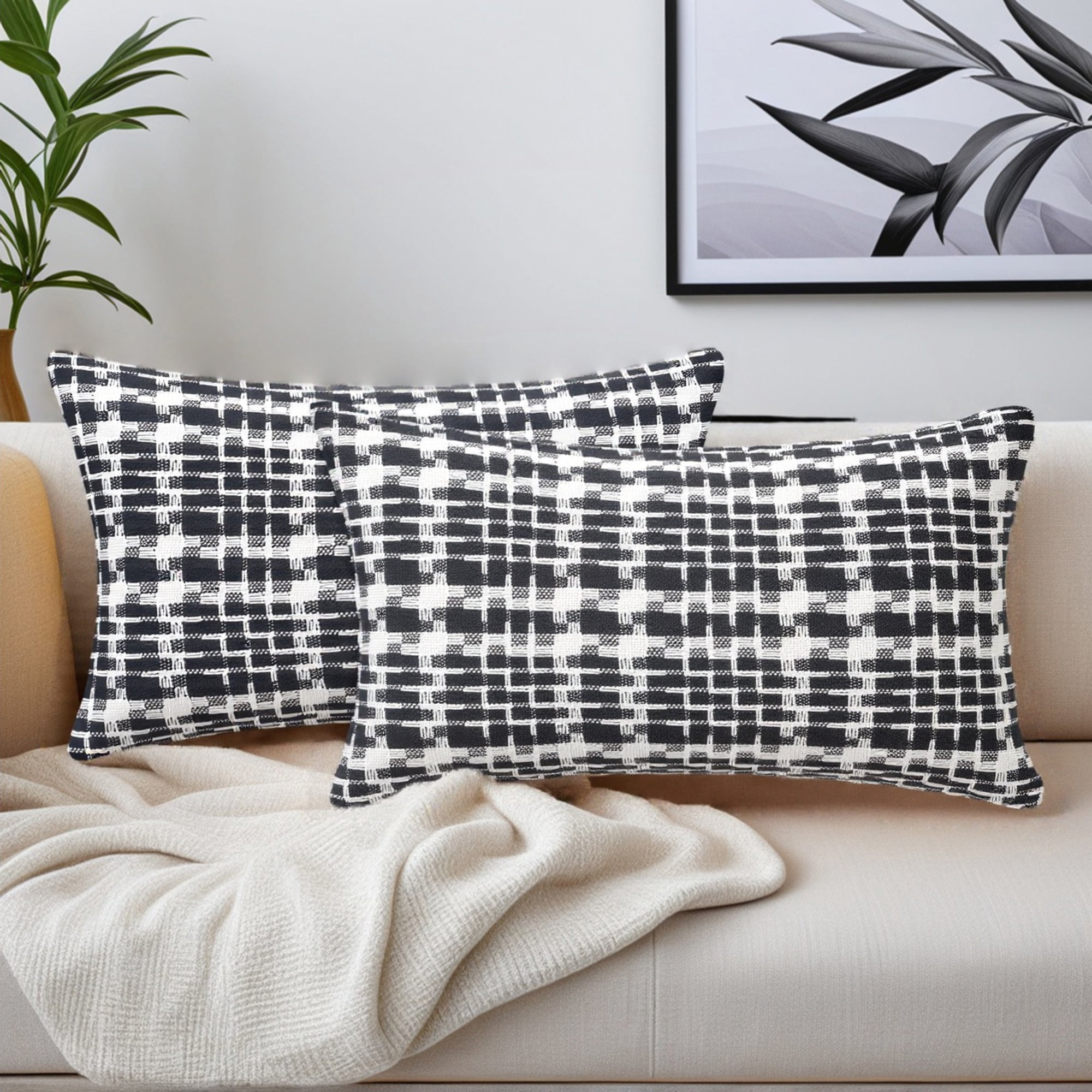 Unique Bargains Pack of 2 Decorative Throw Pillow Covers 20" x 12" Dark Grey