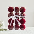thumbnail image 3 of Tyidzon 12Pc Velvet Christmas Ornaments for Christmas Tree, Red Flocked Christmas Balls Ornaments Set for Xmas Holiday Party Home Decor, 3 of 6