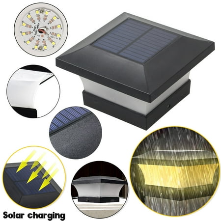

Keinxs 6 LED Solar Power Fence Light Waterproof Square Column Lamp Garden Decor Warm White Lamp