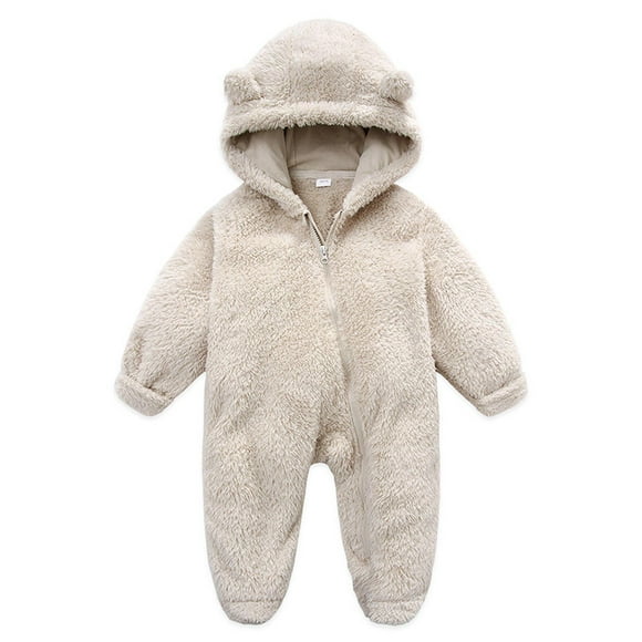 DPTALR Newborn Baby Fleece Footie Snowsuit Winter Bunting Onesie Cartoon Warm Hooded Romper Jumpsuit Outfits For Girls Boys