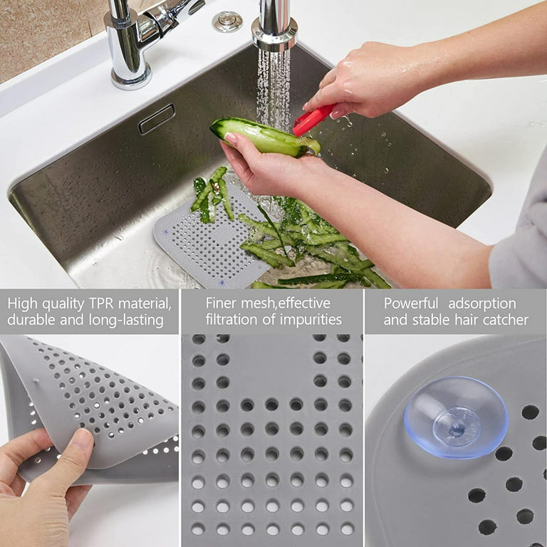 Drain Hair Catcher, 4 Pack Square Drain Cover for Shower Silicone Hair  Stopper Bathroom Sink Strainer with Adjustable Suction Cups (2 Grey + 2  White)