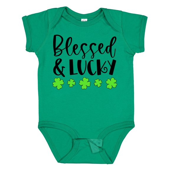 Inktastic Blessed and Lucky 4 Leaf Clovers St. Patrick's Day Boys or Girls Baby Bodysuit