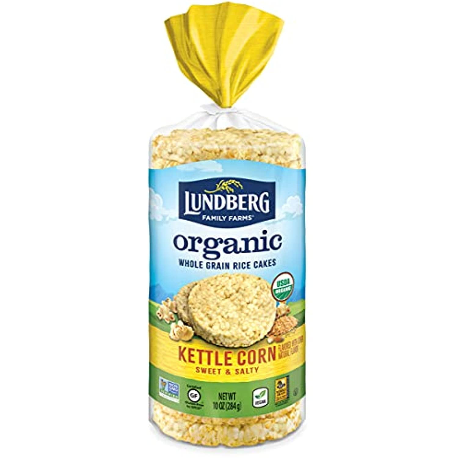 Lundberg Organic Brown Rice Cakes, Kettle Corn, 10Oz, GlutenFree