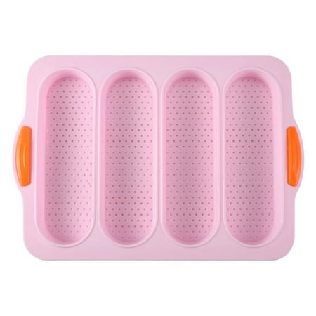 

KKCXFJX 4 Groove Method Stick Silica Gel Mold Non Stick Baking Pan Bread Oven Cake Mold Baking Tool