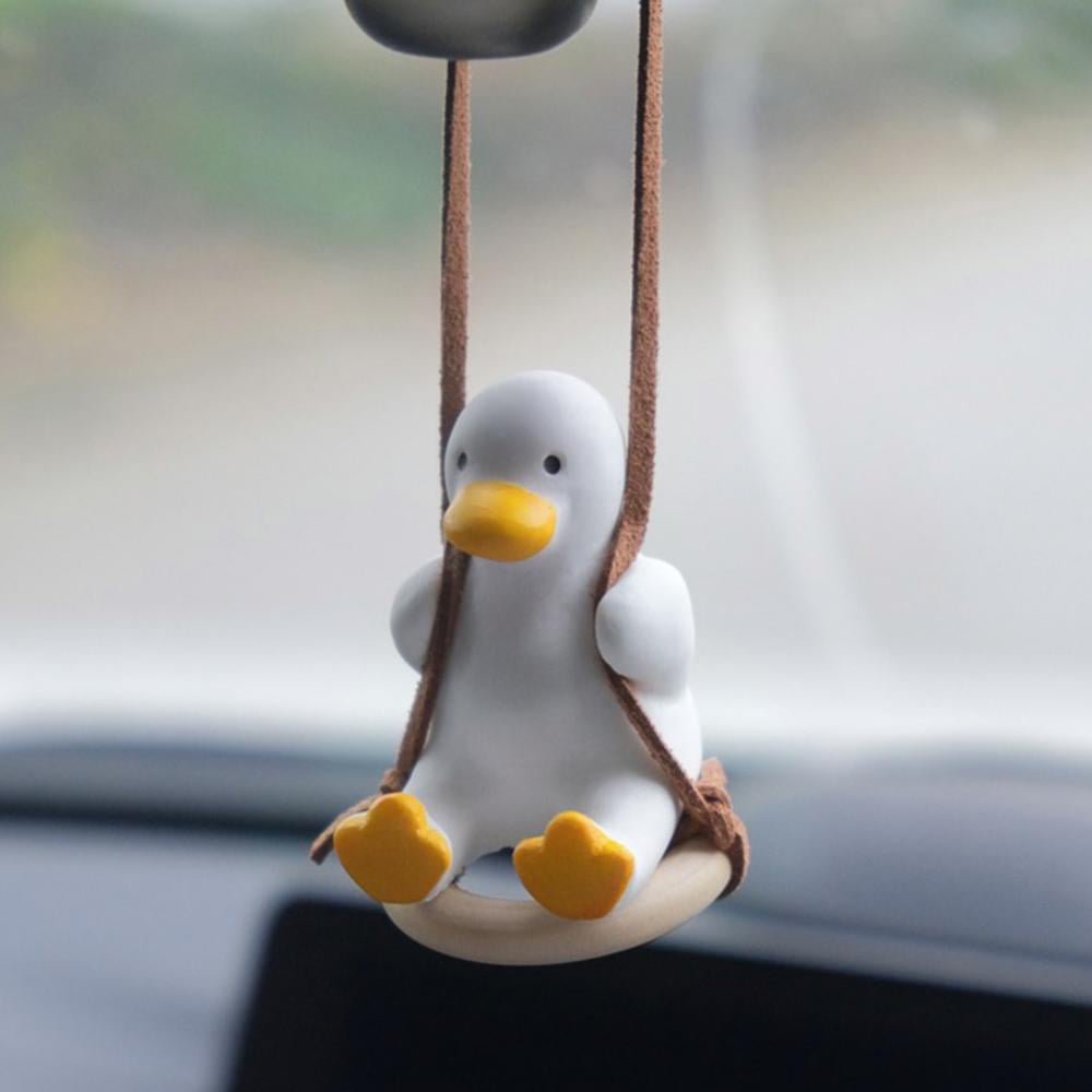 Car Flying Duck Hanging Ornament Swinging Duck Car Ornament Hanging Duck for Car Handmade Cute Swing Duck Car Pendant Interior Rearview Mirrors Charms Ornament Auto Decoration Accessories 2 pcs