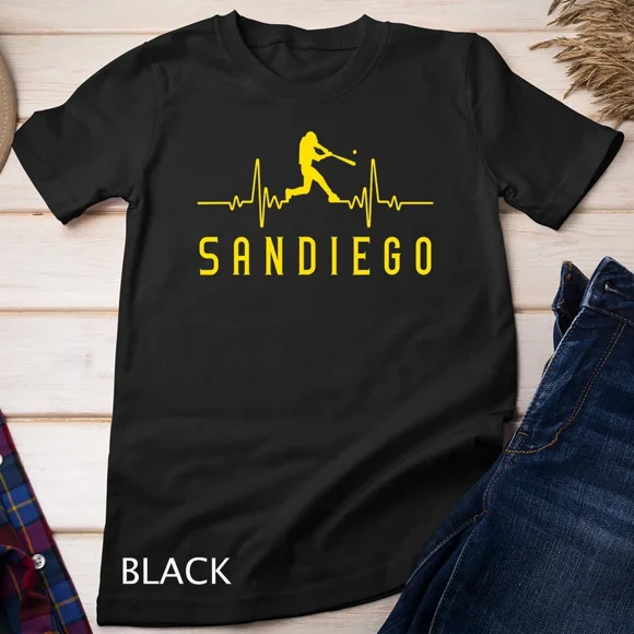 San Diego Baseball Heartbeat SD Game Day Athletic Sports Team Graphic Tee,for unisex up to 3XL